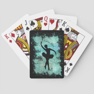 Ballerina Ballet Dancer Silhouette in Blue Bicycle Playing Cards