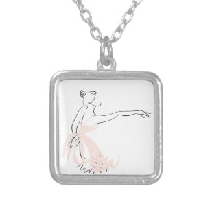 Ballerina ballet dancer silver plated necklace