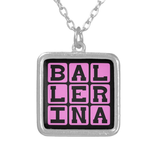 Ballerina, Ballet Dancer Silver Plated Necklace (Front)