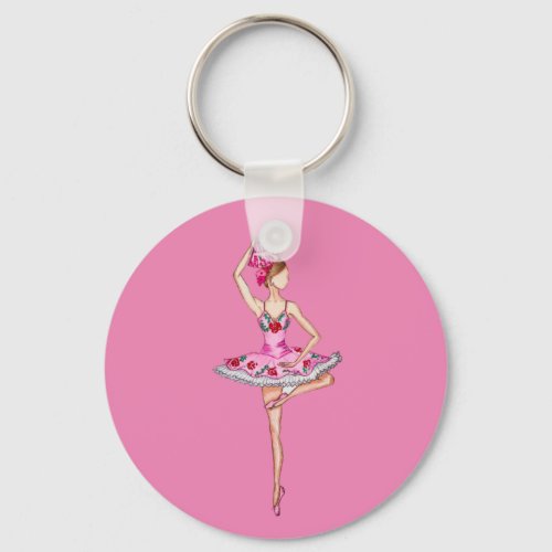 Ballerina ballet dancer with a hand fan          k keychain