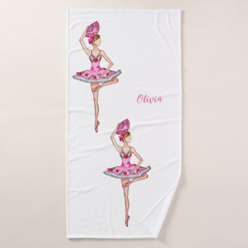 Ballerina ballet dancer with han fan bath towel