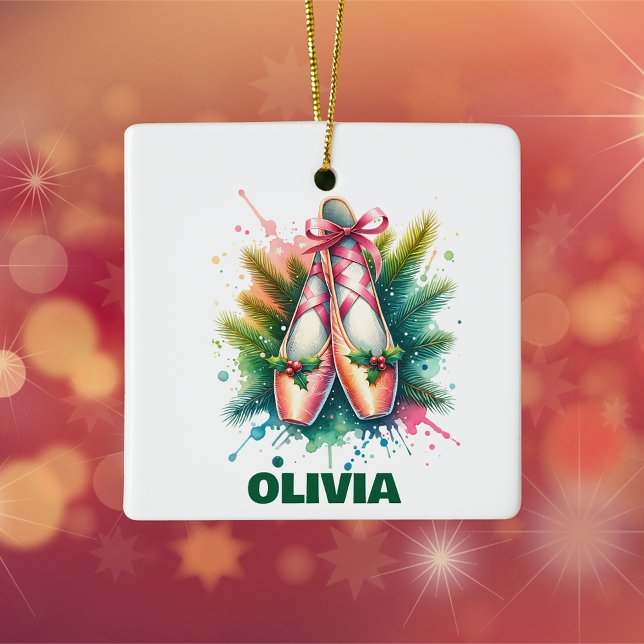 Ballerina Ballet Enthusiast Personalized Christmas Ceramic Ornament (Creator Uploaded)