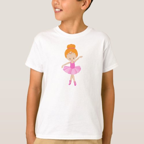 Ballerina Ballet Girl Ballet Dancer Orange Hair T_Shirt