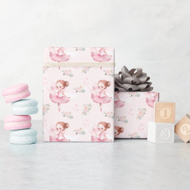 Ballerina ballet girl birthday gift wrapping paper (Baby Shower)
