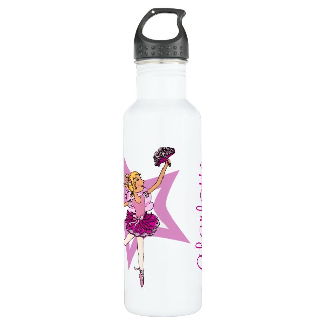 Ballerina ballet girl dancer custom name stainless steel water bottle (Front)