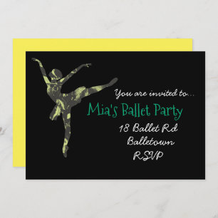 Ballerina ballet girl party invitation