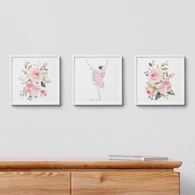 Ballerina, Ballet Girl, Tutu, Pink Flowers Peel And Stick Photo Tile (Dresser)