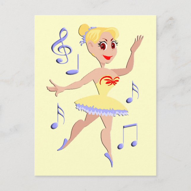 Ballerina Ballet Music Postcard (Front)