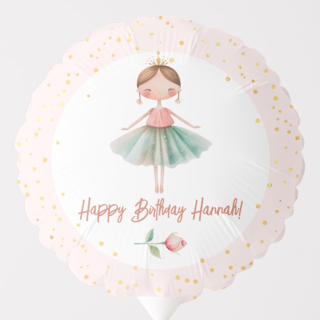 Ballerina Ballet Pink Birthday Balloon (Front)