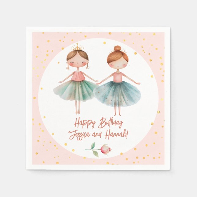 Ballerina Ballet Pink Double Birthday Napkins (Front)