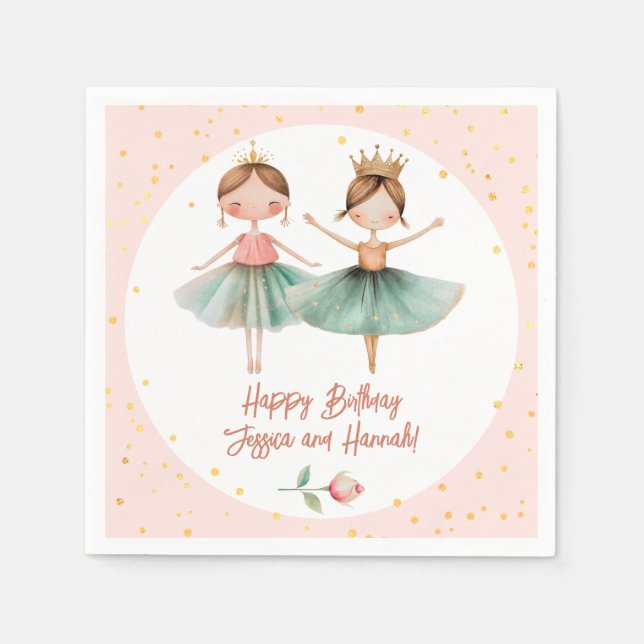 Ballerina Ballet Pink Double Kids Birthday Napkins (Front)
