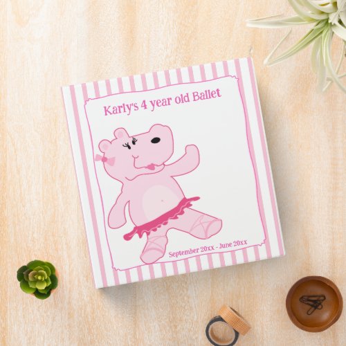 BALLERINA Ballet Pink Hippo Girl Photo Album Binder