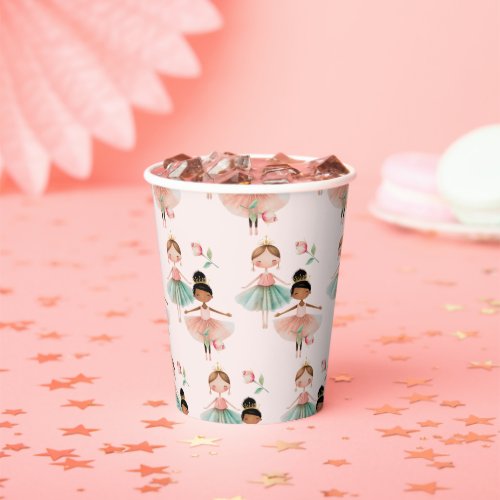 Ballerina Ballet Pink Pattern Birthday Paper Cups