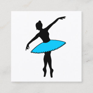 Ballerina Ballet Pointe Blue Tutu Dance Teacher Square Business Card