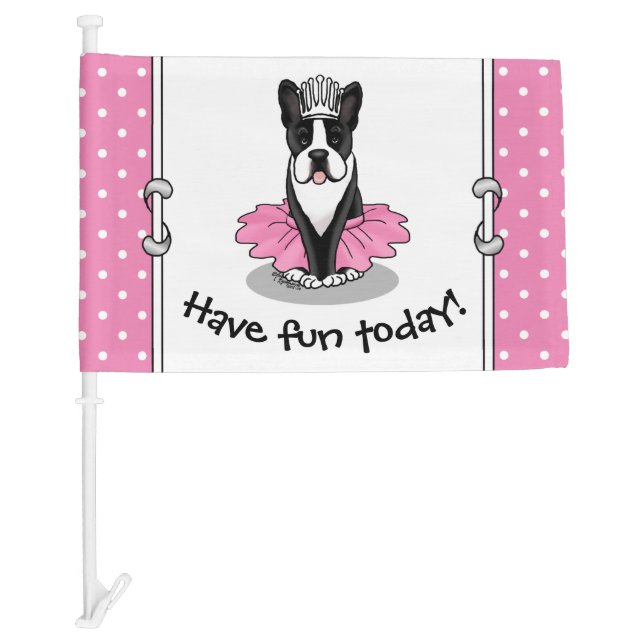 Ballerina Ballet Princess Boston Terrier (black) Car Flag (Front)