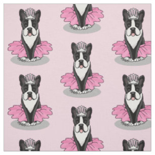 Ballerina Ballet Princess Boston Terrier (black) Fabric