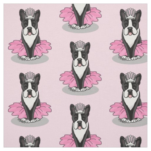 Ballerina Ballet Princess Boston Terrier (black) Fabric
