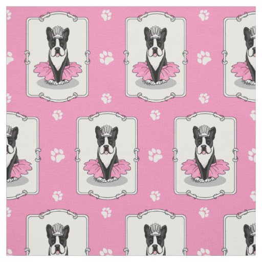 Ballerina Ballet Princess Boston Terrier (black) Fabric