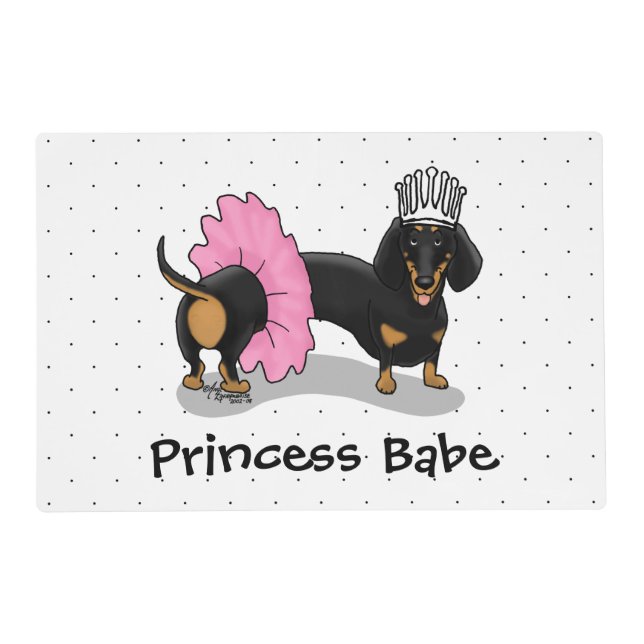 Ballerina Ballet Princess Dachshund (black & tan) Placemat (Front)