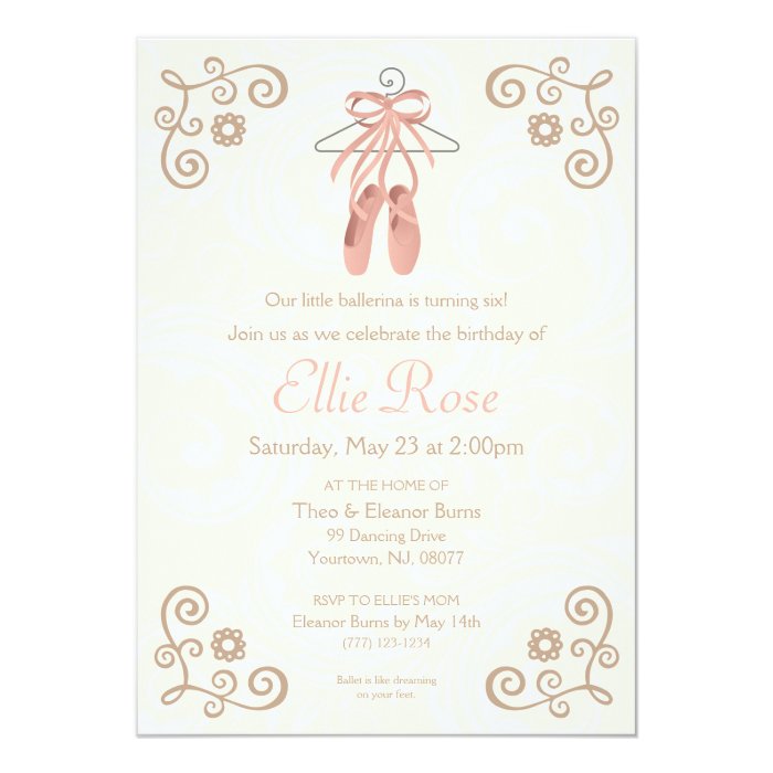 Ballerina Ballet Shoes Girl Birthday Invitation Zazzle