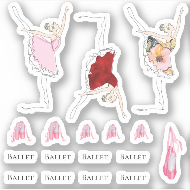 Ballerina ballet shoes girls diary school sticker (Front)
