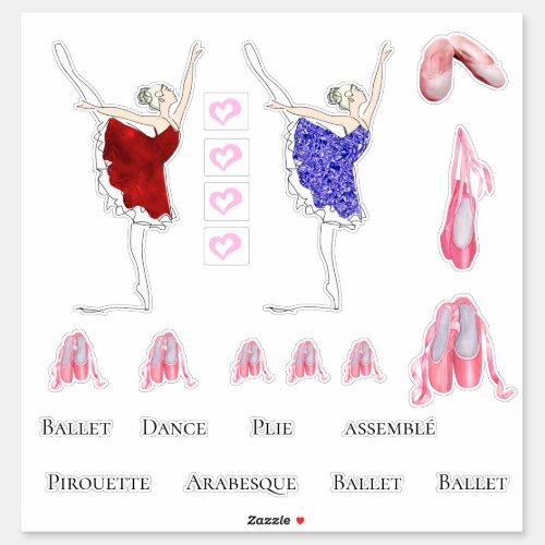 Ballerina ballet slippers DIY sayings heart Sticker