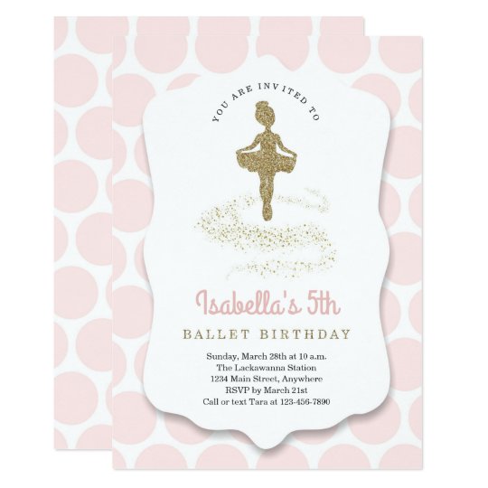 ballerina ballet themed for girls birthday party invitation