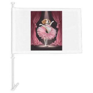 Ballerina Beagle � Funny Dog Dance Car Flag