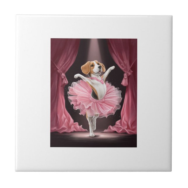 Ballerina Beagle � Funny Dog Dance Ceramic Tile (Front)
