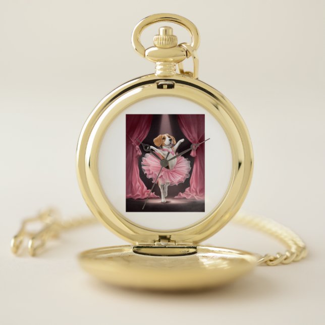 Ballerina Beagle � Funny Dog Dance Pocket Watch (Inside)
