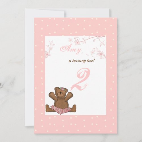 Ballerina Bear Birthday Invitation