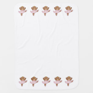 Ballerina Bear in Pink Tutu Baby Blanket