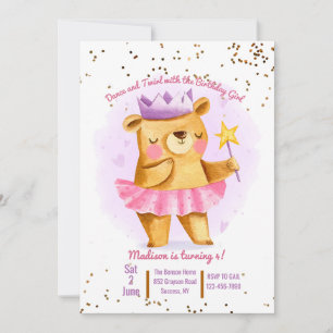 Ballerina Bear Invitation