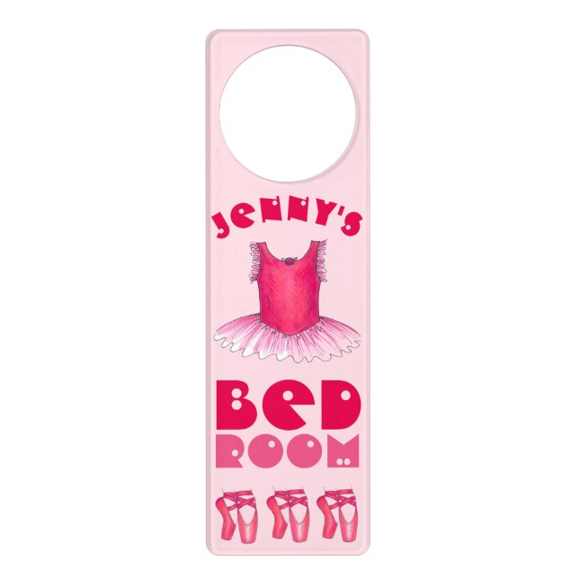 Ballerina Bedroom Pink Pointe Shoes Tutu Dance Door Hanger (Front)