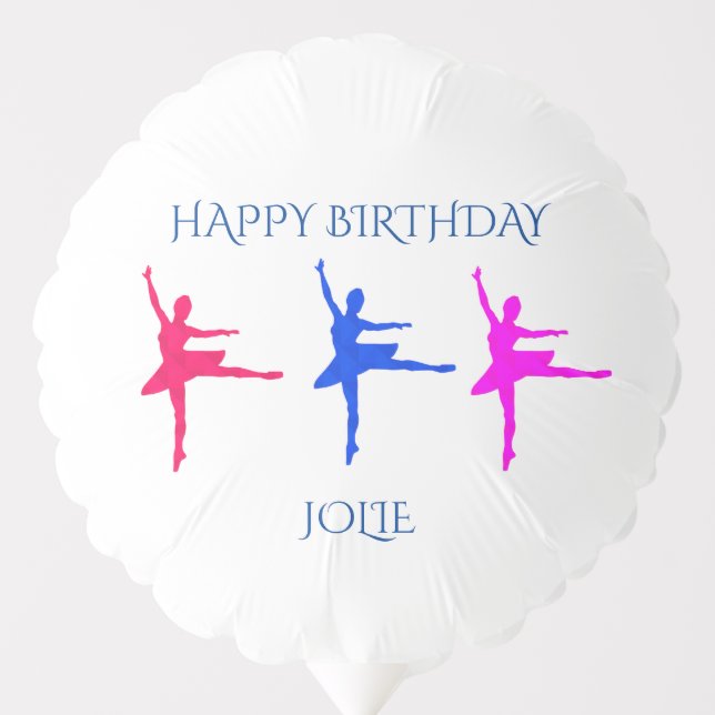 Ballerina birthday balloons with name. (Front)