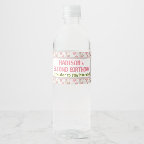 Ballerina birthday cute bunny girl pastel pink water bottle label