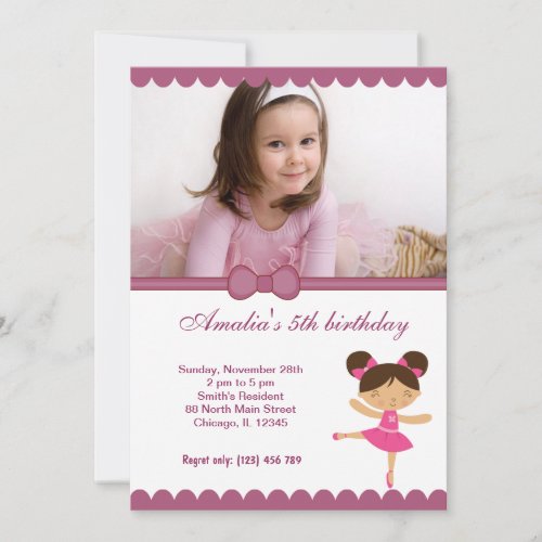 Ballerina Birthday Girl Personalized Invitations