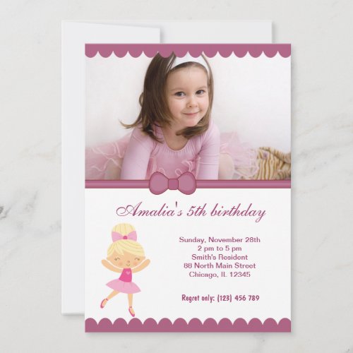 Ballerina Birthday Girl Custom Invite
