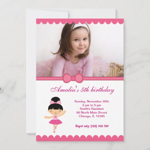 Ballerina Birthday Girl Personalized Announcements