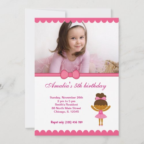 Ballerina Birthday Girl Custom Announcement