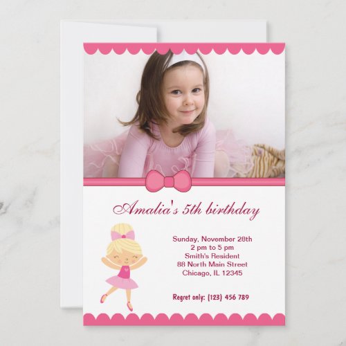 Ballerina Birthday Girl Custom Invites