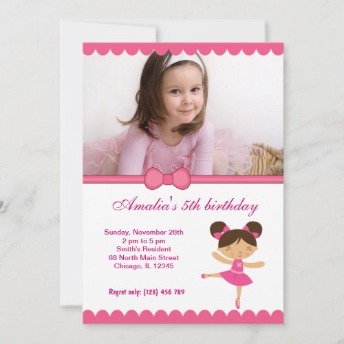 Ballerina Birthday Girl Personalized Announcement