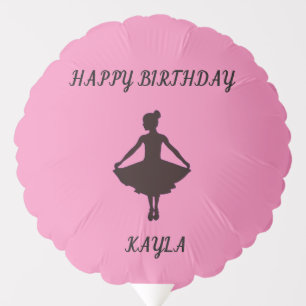 Ballerina birthday hot pink balloon with name.