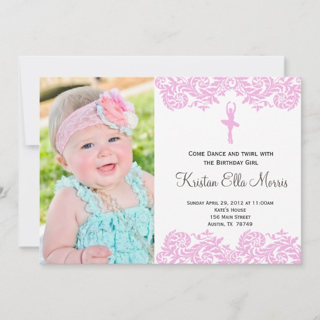 Ballerina Birthday Invitation (Front)