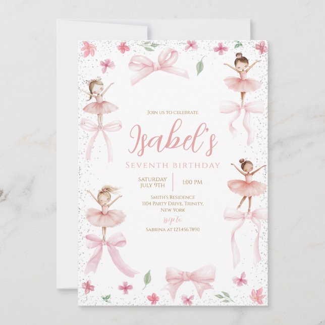 Ballerina Birthday Invitation (Front)