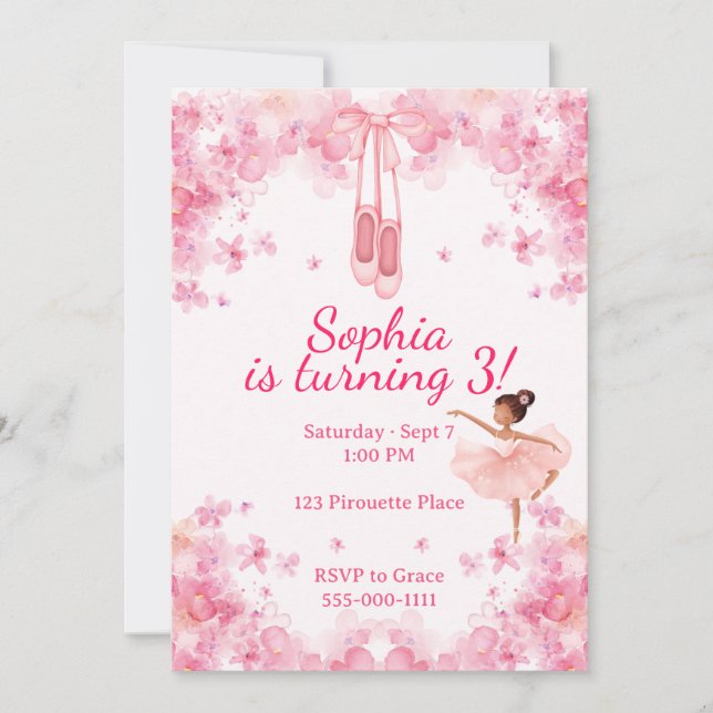 Ballerina Birthday Invitation (Front)