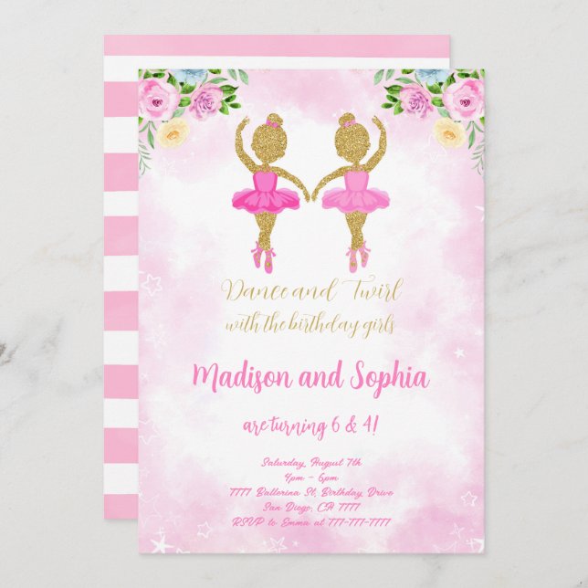 Ballerina Birthday Invitation (Front/Back)