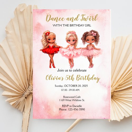 Ballerina Birthday Invitation Ballet Party Invitation