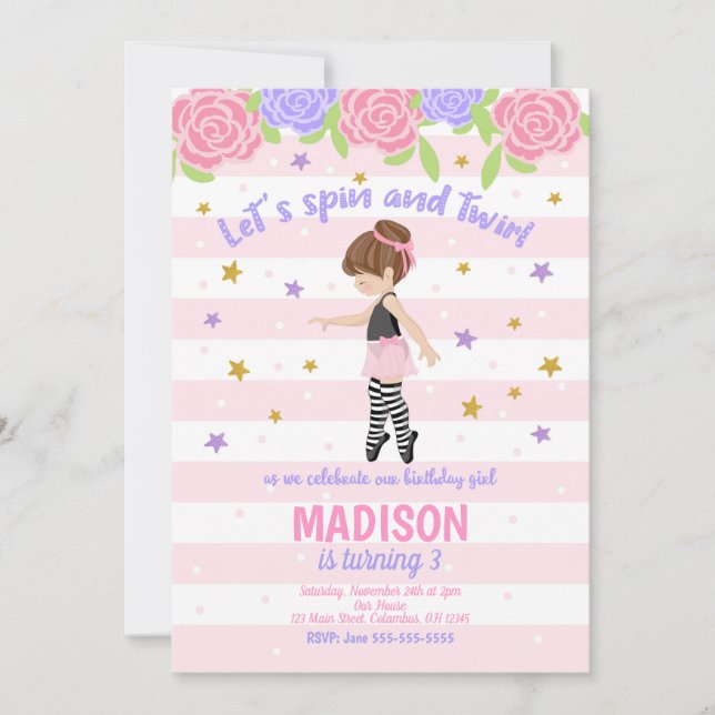 Ballerina Birthday Invitation / Tutu Invitation (Front)