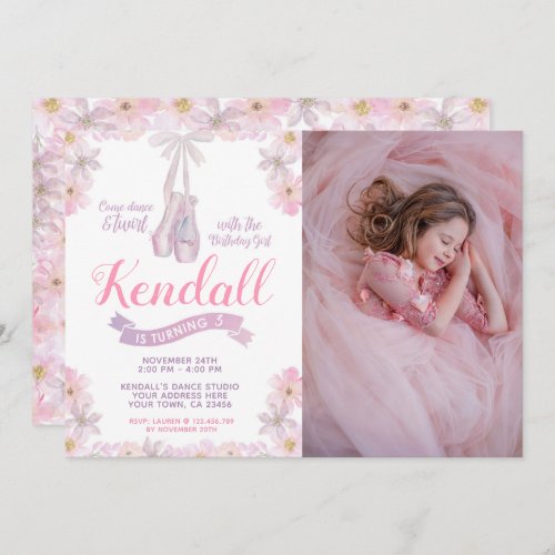 Ballerina Birthday Invitation with photo